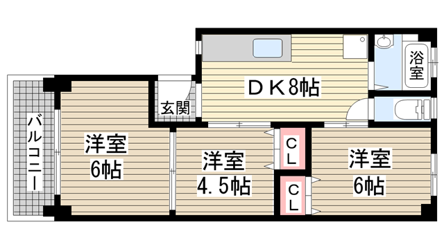 神戸市垂水区北舞子の賃貸物件間取画像