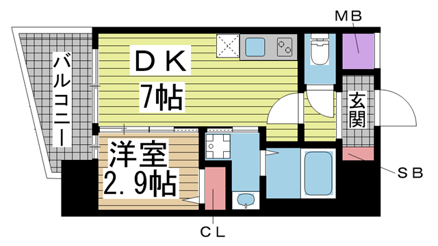 神戸市兵庫区荒田町の賃貸物件間取画像