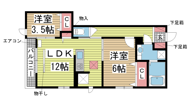 神戸市東灘区魚崎北町の賃貸物件間取画像
