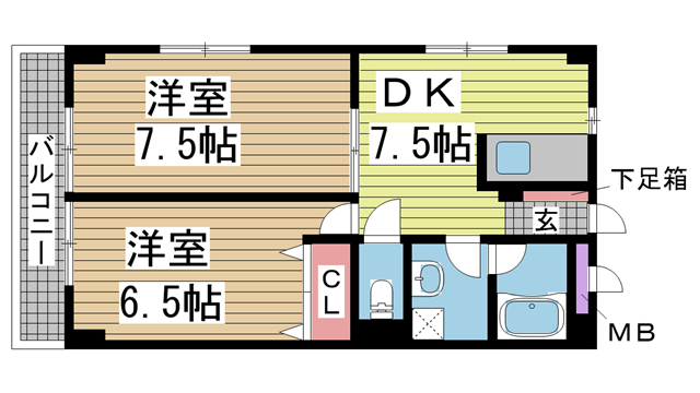神戸市東灘区本山南町の賃貸物件間取画像