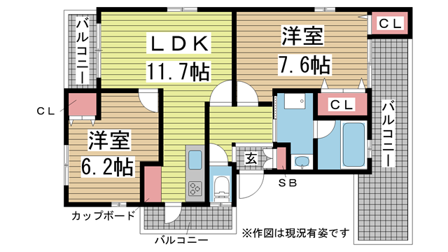 神戸市東灘区田中町の賃貸物件間取画像