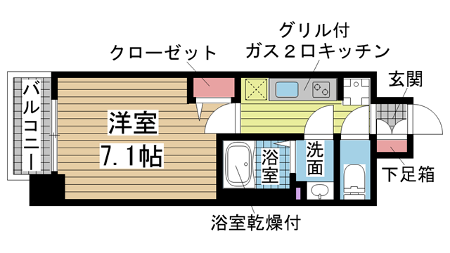 神戸市兵庫区駅南通の賃貸物件間取画像
