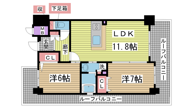 神戸市兵庫区西宮内町の賃貸物件間取画像