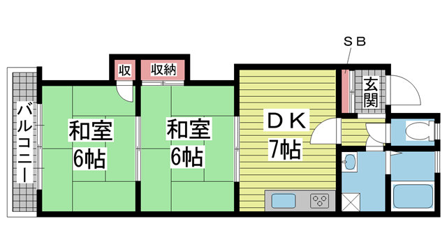 神戸市須磨区一ノ谷町の賃貸物件間取画像