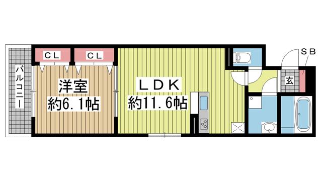神戸市兵庫区島上町の賃貸物件間取画像