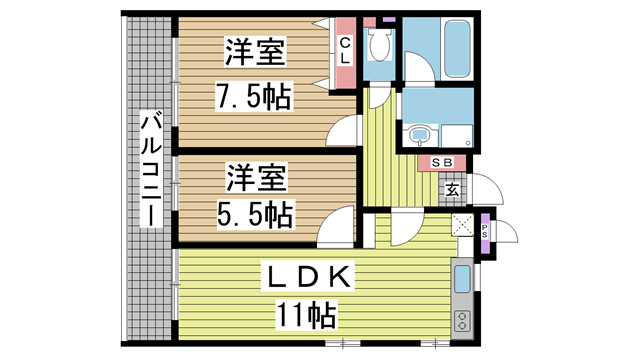 神戸市須磨区大田町の賃貸物件間取画像