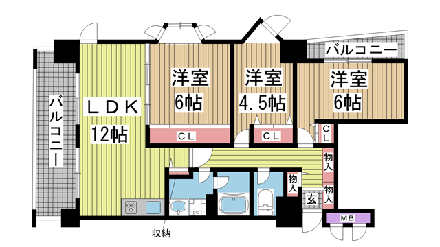神戸市須磨区行幸町の賃貸物件間取画像