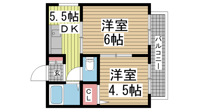 神戸市灘区記田町の賃貸物件間取画像