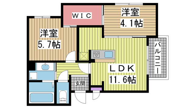 神戸市中央区山本通の賃貸物件間取画像
