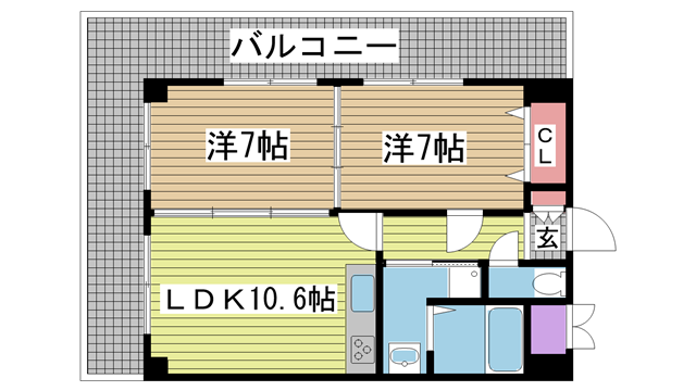 神戸市中央区中山手通の賃貸物件間取画像