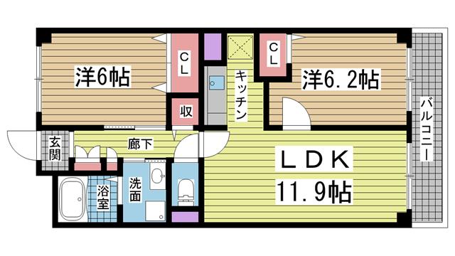神戸市北区谷上南町の賃貸物件間取画像