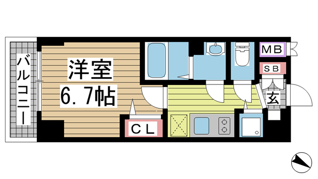 神戸市兵庫区羽坂通の賃貸物件間取画像