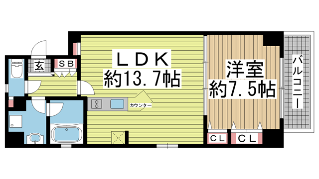 神戸市灘区中郷町の賃貸物件間取画像