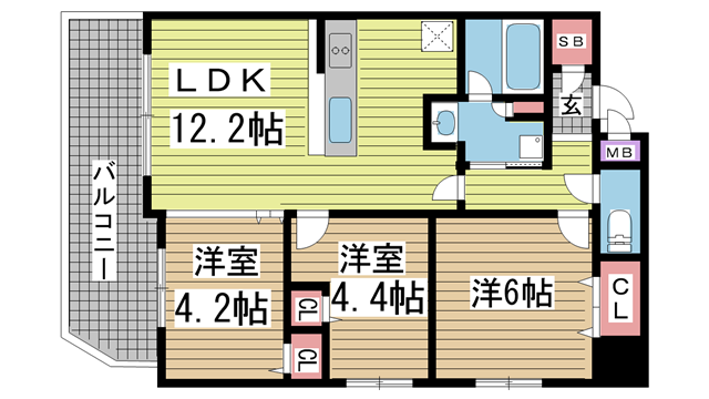 神戸市兵庫区湊町の賃貸物件間取画像