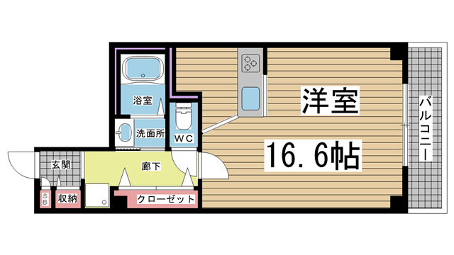神戸市中央区多聞通の賃貸物件間取画像