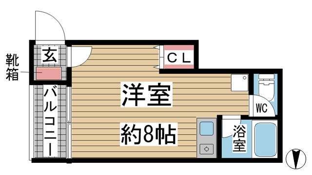神戸市中央区琴ノ緒町の賃貸物件間取画像