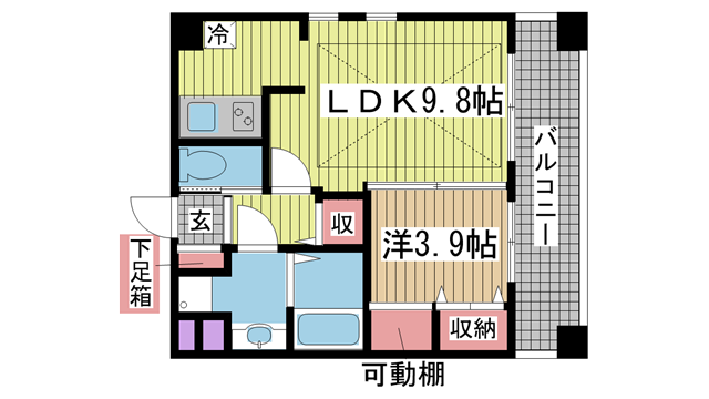 神戸市兵庫区水木通の賃貸物件間取画像
