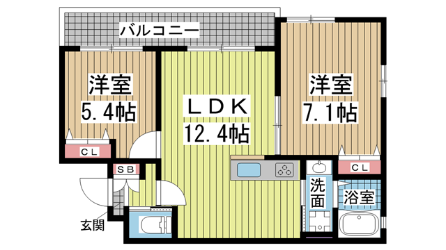 神戸市兵庫区大開通の賃貸物件間取画像