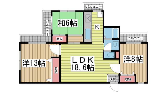 神戸市中央区中山手通の賃貸物件間取画像