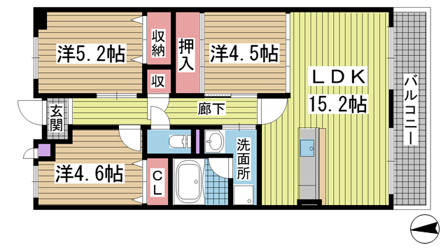 神戸市灘区都通の賃貸物件間取画像