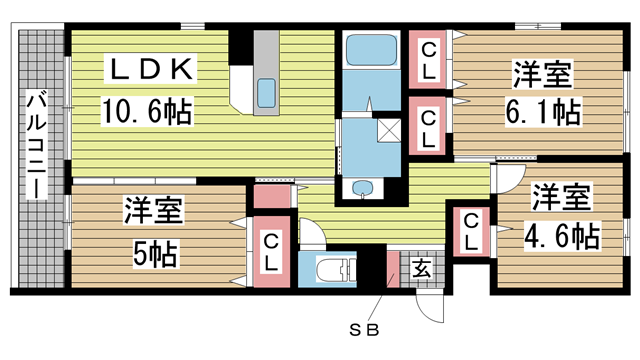 神戸市垂水区霞ケ丘の賃貸物件間取画像