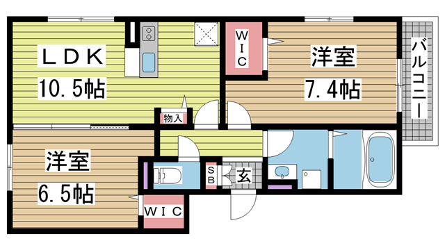 神戸市北区谷上南町の賃貸物件間取画像