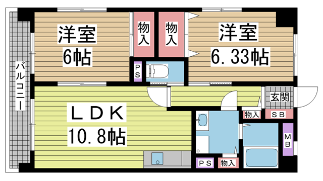 神戸市東灘区御影石町の賃貸物件間取画像