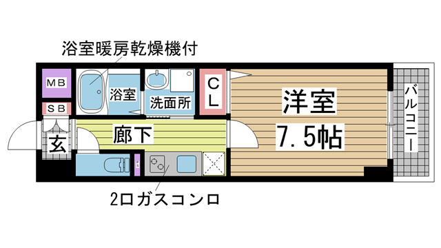 神戸市長田区大橋町の賃貸物件間取画像