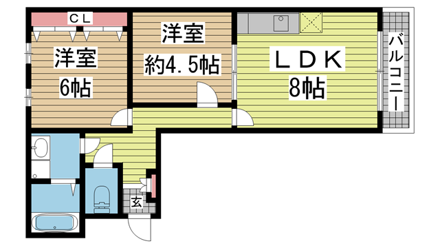 神戸市中央区小野柄通の賃貸物件間取画像