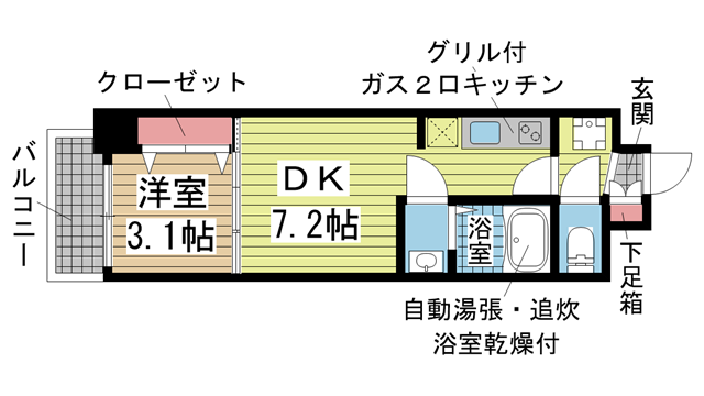 神戸市兵庫区浜崎通の賃貸物件間取画像