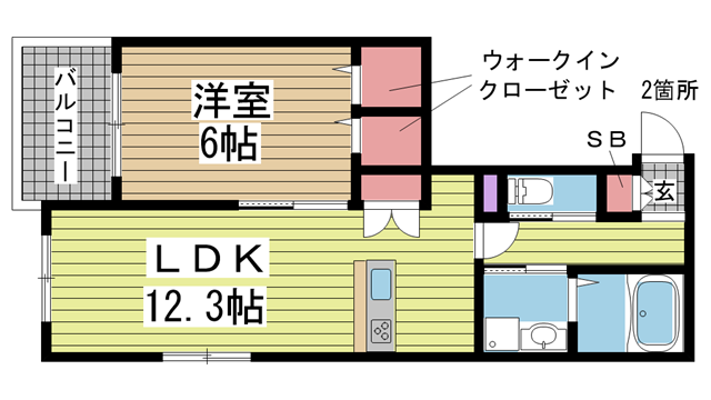 神戸市須磨区磯馴町の賃貸物件間取画像