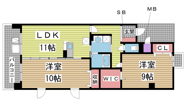 神戸市北区谷上東町の賃貸物件間取画像