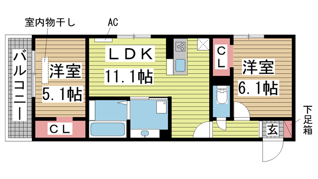 神戸市北区杉尾台の賃貸物件間取画像