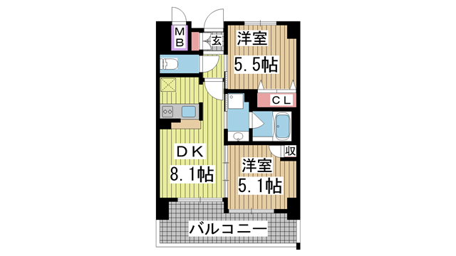 神戸市兵庫区西柳原町の賃貸物件間取画像