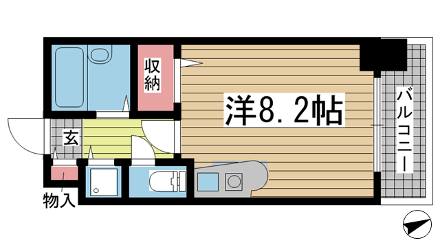 神戸市中央区国香通の賃貸物件間取画像