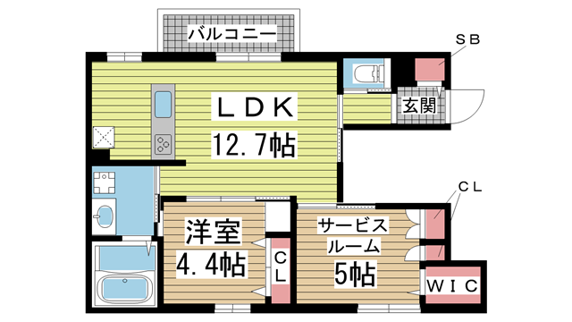 神戸市東灘区御影中町の賃貸物件間取画像