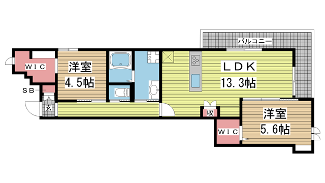 神戸市東灘区御影中町の賃貸物件間取画像