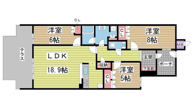 神戸市灘区赤松町の賃貸物件間取画像