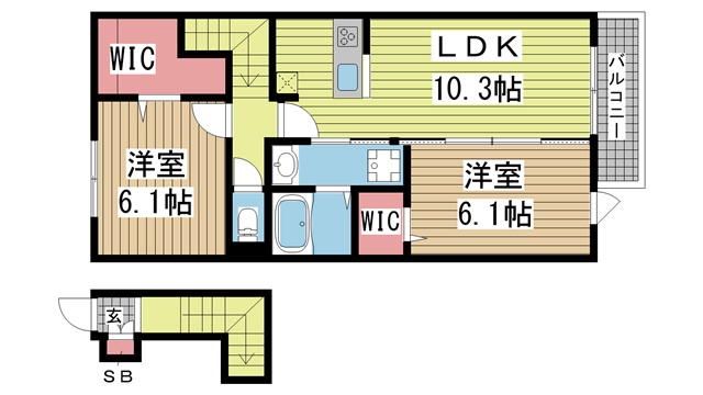 神戸市北区鈴蘭台北町の賃貸物件間取画像