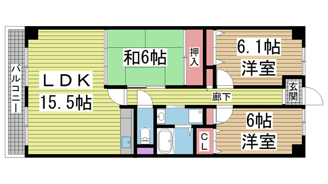神戸市東灘区岡本の賃貸物件間取画像