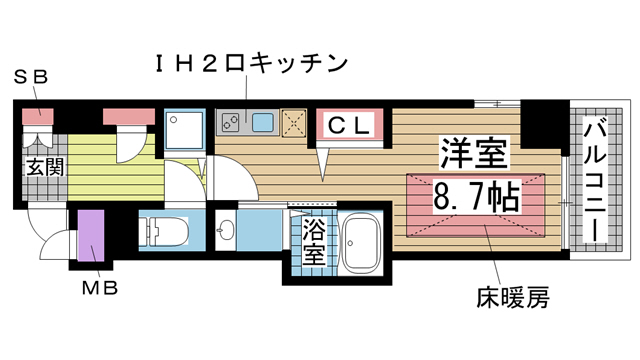 神戸市中央区楠町の賃貸物件間取画像