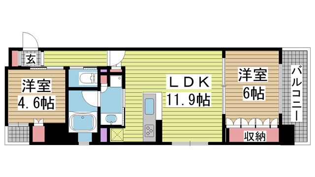 神戸市中央区八幡通の賃貸物件間取画像