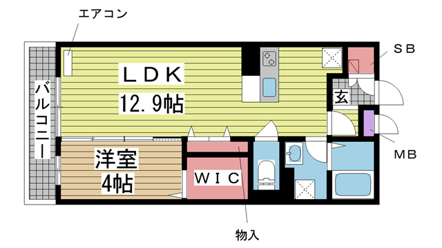神戸市北区谷上東町の賃貸物件間取画像