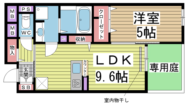 神戸市中央区北野町の賃貸物件間取画像