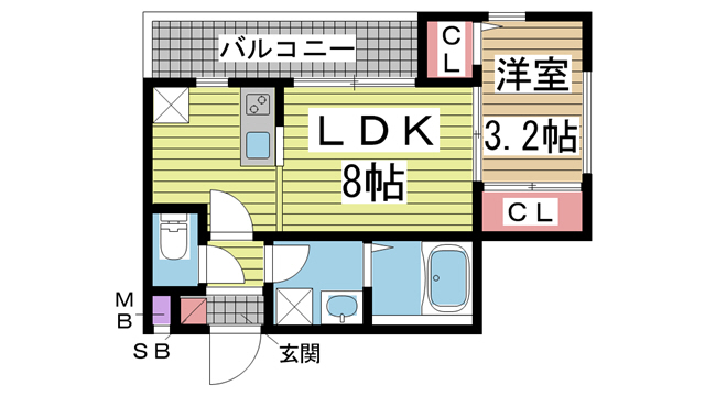 神戸市中央区日暮通の賃貸物件間取画像