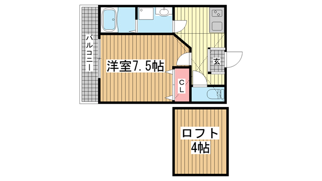 神戸市東灘区魚崎西町の賃貸物件間取画像