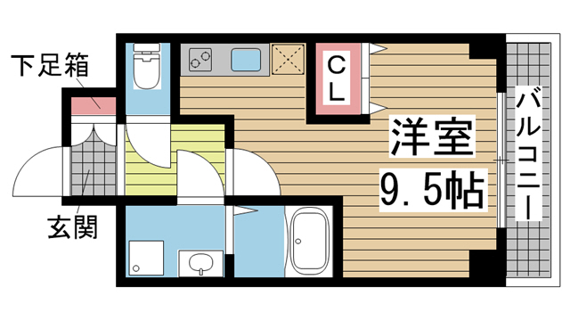 神戸市中央区筒井町の賃貸物件間取画像