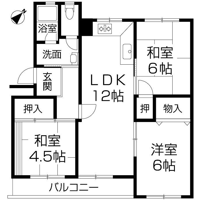 神戸市須磨区高倉台の賃貸物件間取画像