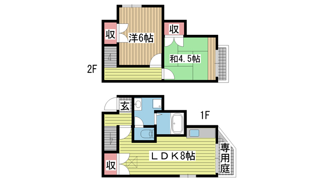 神戸市兵庫区御崎町の賃貸物件間取画像