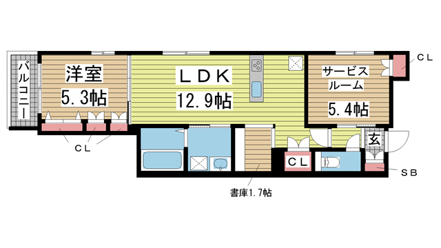 神戸市東灘区御影中町の賃貸物件間取画像
